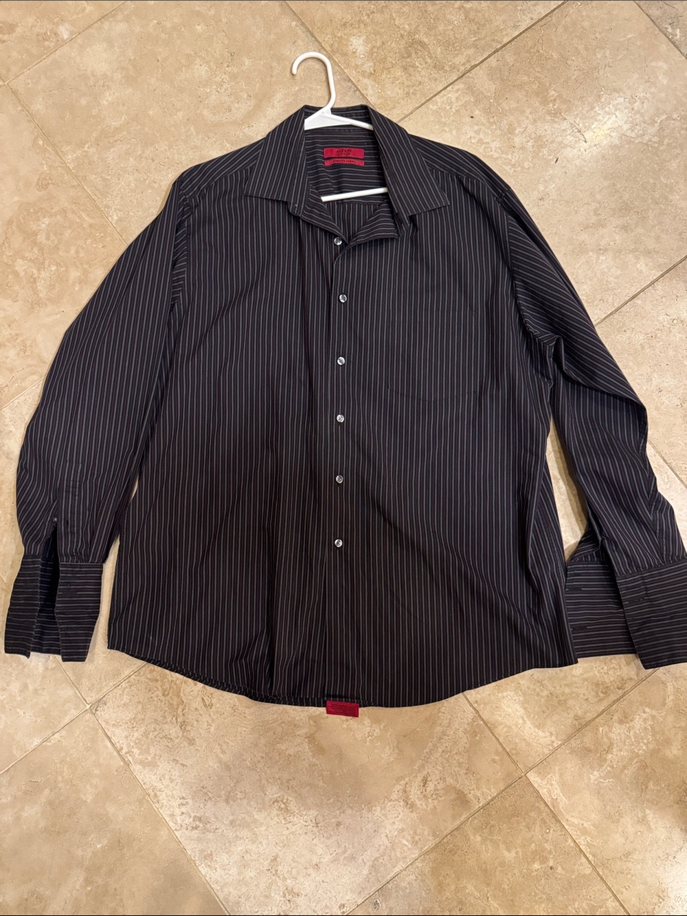 Men's Black Pinstripe Dress Shirt